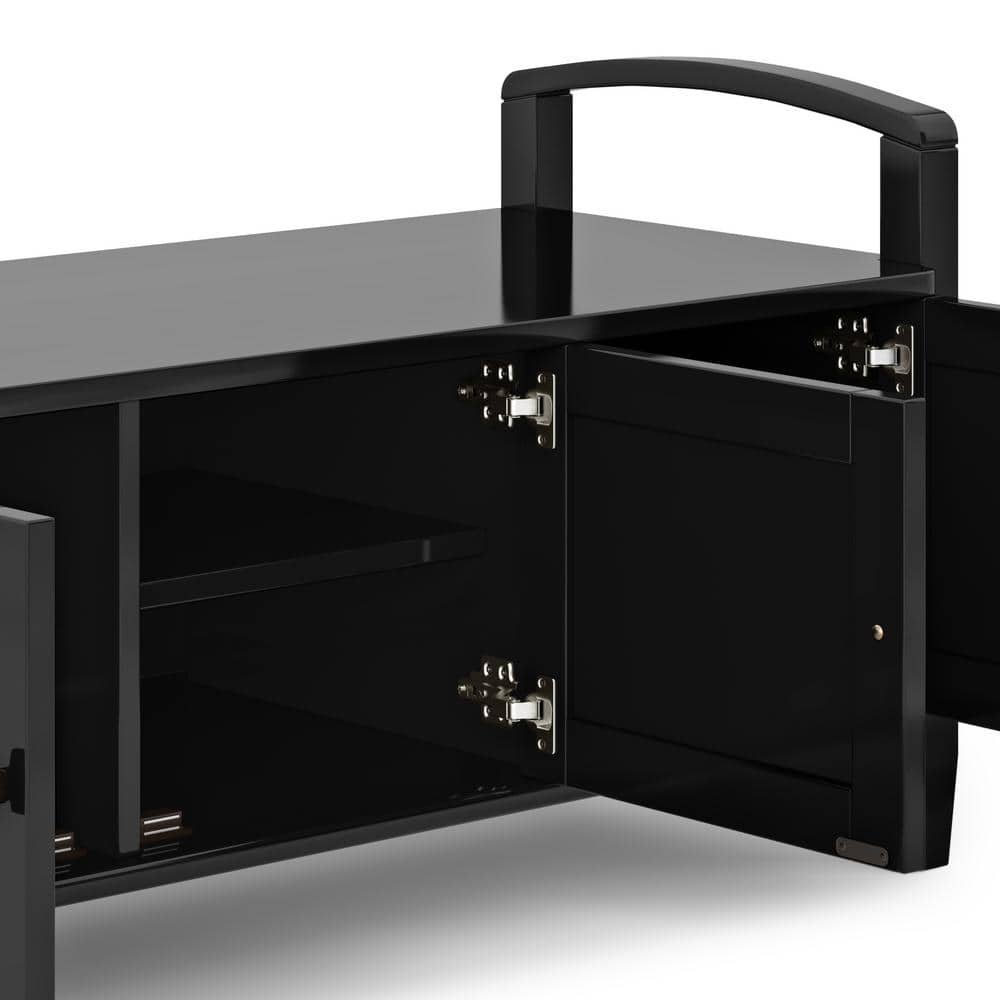 Black Pine 44" Entryway Storage Bench with Shelves
