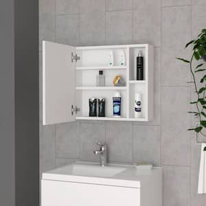 19.6 in. W x 5.5 in. D x 18.6 in. H rectangular Single Door Medicine Cabinet with Mirror, 5-Shelves, White