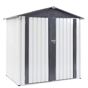 6 ft. W x 4 ft. D White and Dark Gray Metal Shed with Double Lockable Doors (24 sq. ft. )