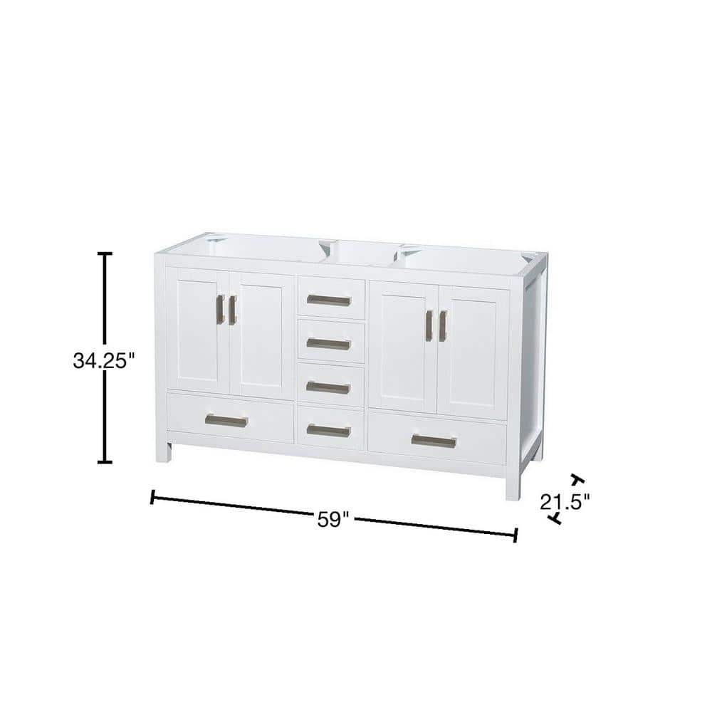 White Freestanding Double Vanity with Brushed Chrome Trim