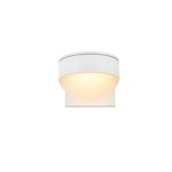Unbranded Timeless Home 1-Light Round White LED Outdoor Wall Sconce