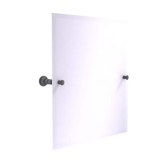 Allied Brass 21 in. x 26 in. Carolina Single Frameless Rectangular Tilt Mirror with Beveled Edge in Matte Gray