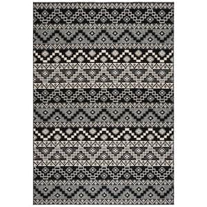 Veranda Black/Beige 9 ft. x 12 ft. Border Indoor/Outdoor Patio  Area Rug