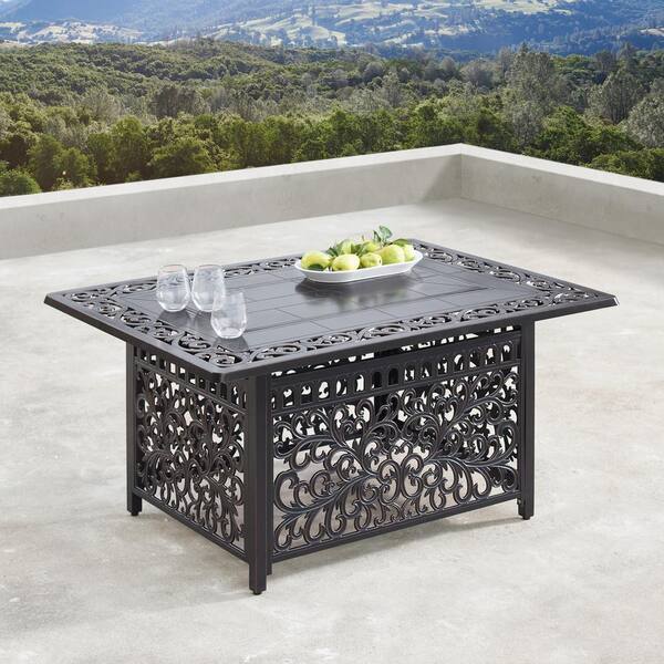 Oakland Living 48 In Rectangular Propane Fire Table With Wind Blockers Fire Beads Lid And Covers In Copper Finish Hdcabos Fpt Ac The Home Depot
