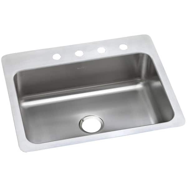 Dayton 27 in. Drop-In/Undermount Single Bowl 18-Gauge Stainless Steel Kitchen Sink Only