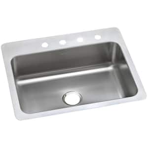 Dual Mount Stainless Steel 27 in. 4-Hole Single Bowl Kitchen Sink