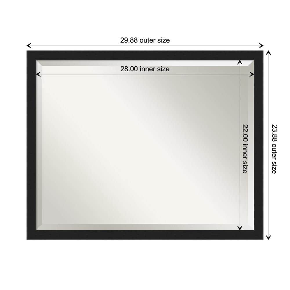 Grace Brushed Black Rectangular Beveled Wall Mirror 30 x 24 Inch