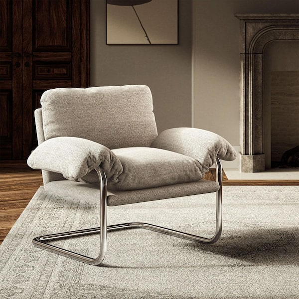 Modway Ansel Boucle Accent Chair in Newsprint