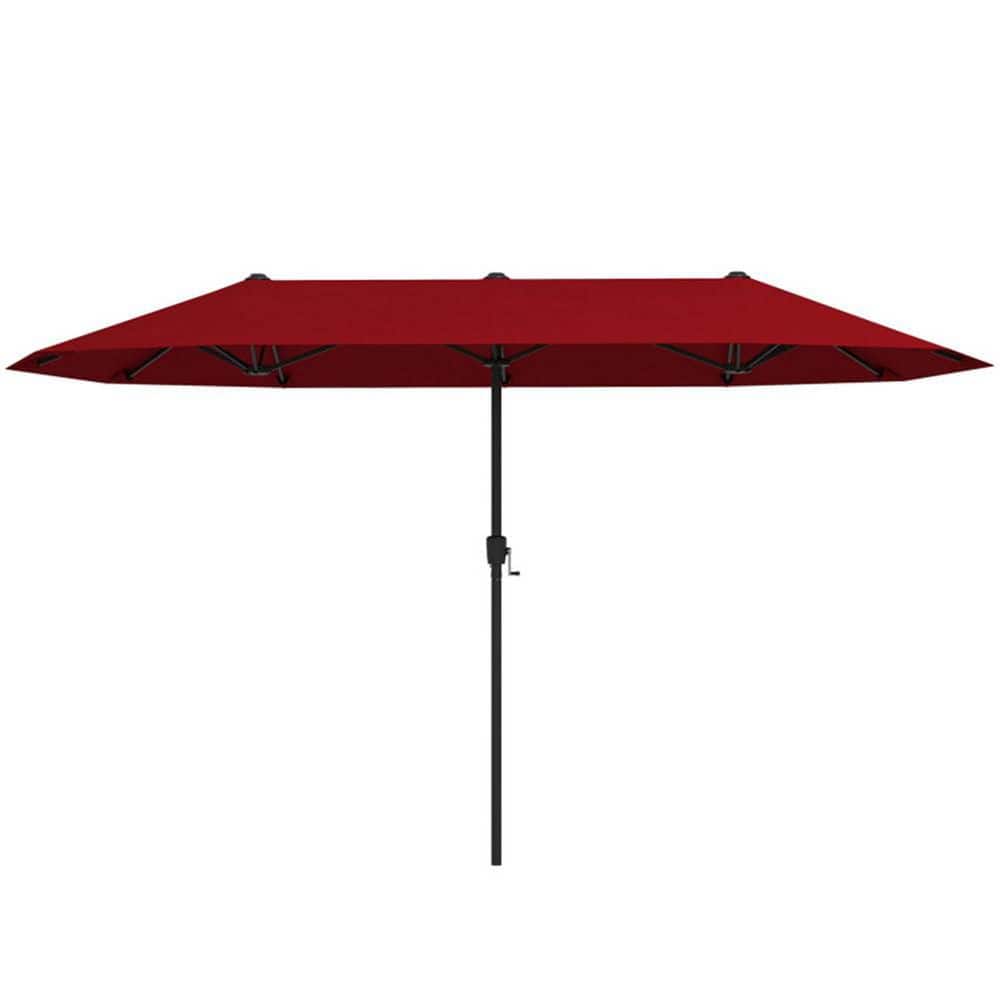13 ft. Metal Market Patio Umbrella in Wine Large Double Sided Pool Outdoor Table Umbrella with Crank for Deck Backyard price history on PriceWatchPro