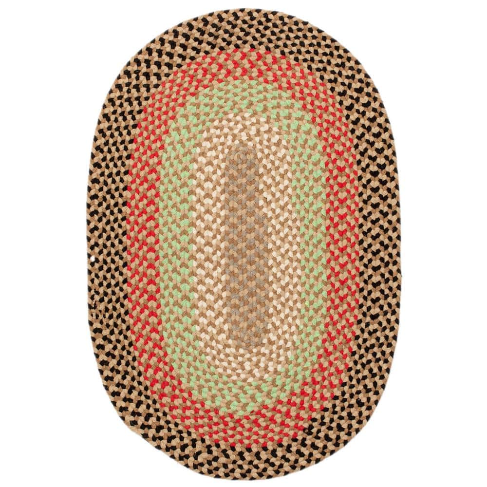 Super Area Rugs Plymouth Brown/Red/Ivory 5 ft. x 7 ft. Geometric Oval