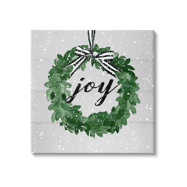 Stupell Industries Joy Wreath with Snow byCarol Robinson 1 Piece Unframed Graphic Print Typography Poster Art Print 17 in. x 17 in.