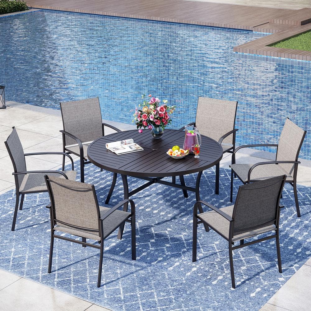 Sunvilla Indigo Piece Woven Fire Dining Patio Set Sunvilla Indigo