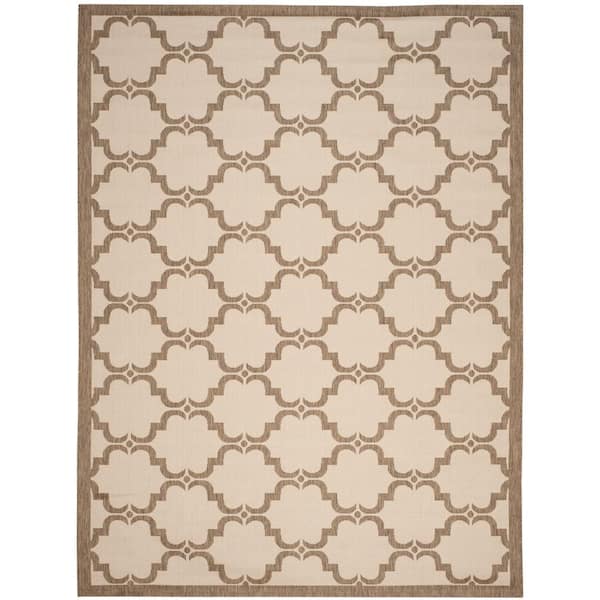 SAFAVIEH Courtyard Beige/Brown 8 ft. x 11 ft. Border Indoor/Outdoor Patio  Area Rug