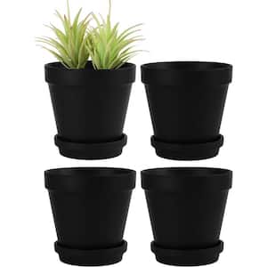 Classic 6 in. L x 6 in. W x 5 in. H Black Clay Round Indoor Planter (4-Pack)
