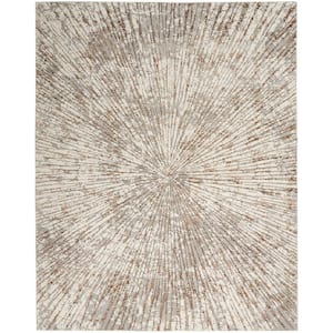 Metallic Grey/Mocha 12 ft. x 15 ft. Abstract Contemporary Area Rug