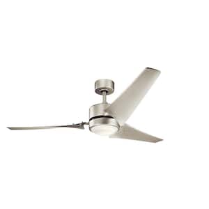 Rana 60 in. Indoor Brushed Nickel Downrod Mount Ceiling Fan with Integrated LED with Wall Control Included