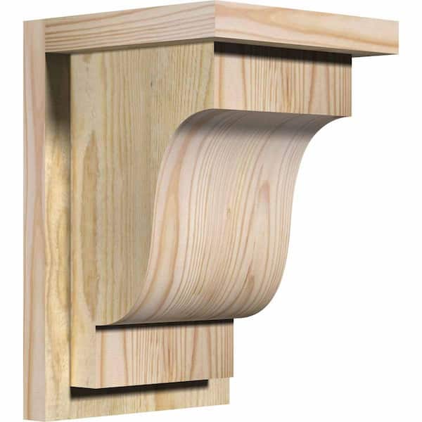 Ekena Millwork 8 in. x 8 in. x 12 in. Douglas Fir Newport Rough Sawn Corbel with Backplate