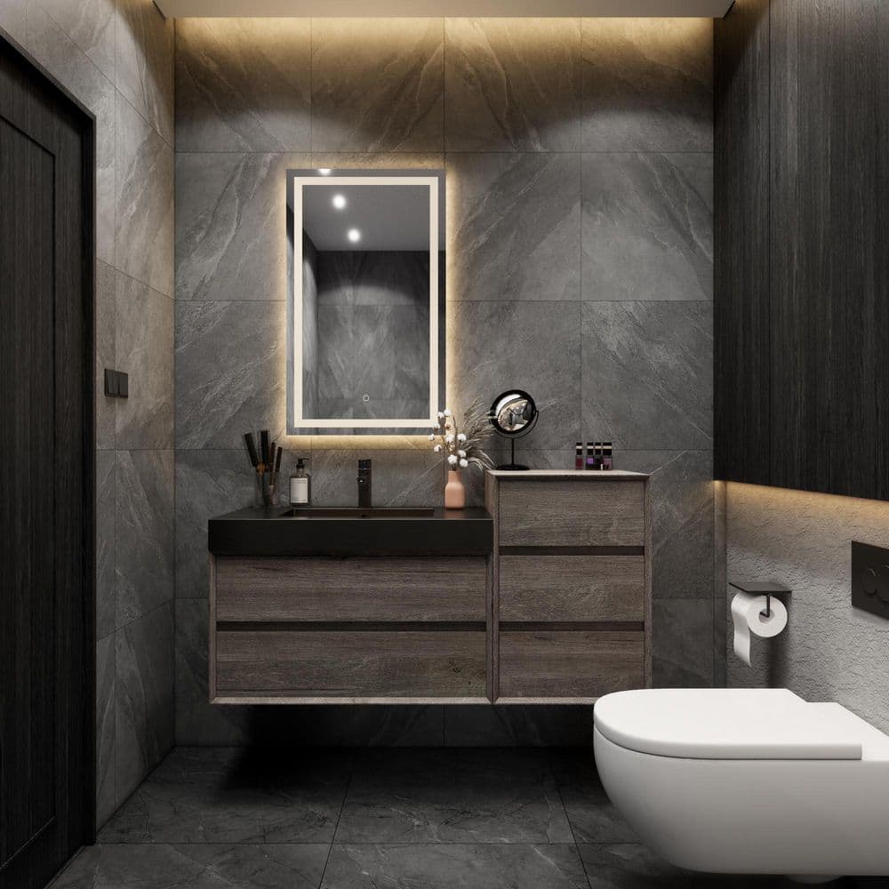 MIA 43 in. W. x 20 in. D x 30 in. H Single Sink and Side Cabinet Bath Vanity in Gray Oak with Black Stainless-Steel Top price history on PriceWatchPro
