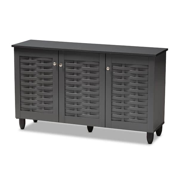 Baxton Studio 26.3 in. H x 44.5 in. W Gray Wood Shoe Storage