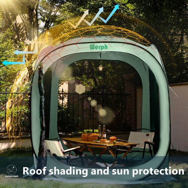 Werph 6 ft. x 6 ft. Green Portable Canopy Tent with Mesh Mosquito