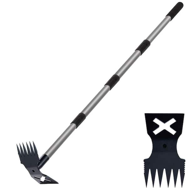 60 in. Garden Hoe Long Handle 2 in 1 Weeding Tool with Adjustable Stainless Steel Rake and Hoe for Gardening