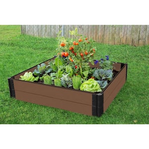 One Inch Series 4 ft. x 4 ft. x 11 in. Uptown Brown Composite Raised Garden Bed