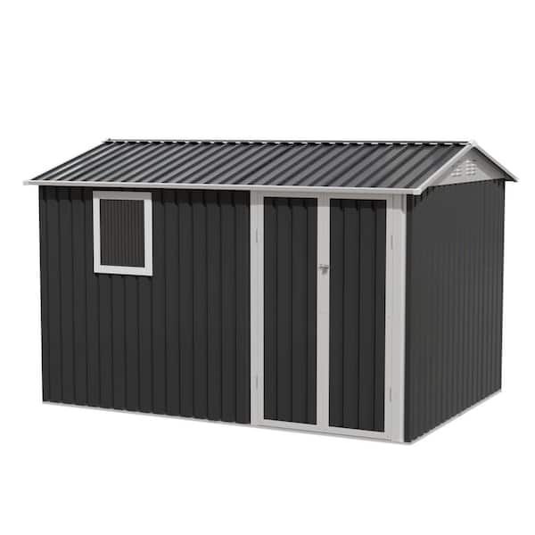 9.5 ft. W x 6.7 ft. D Metal Shed with Double Door with 1 Window for Patio Backyard Tools House Storage Shed (63 sq. ft.)