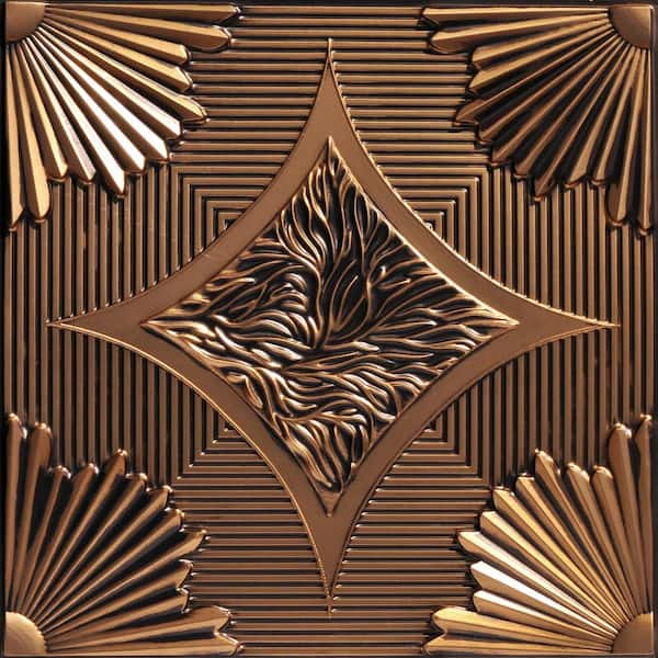 Sunset Boulevard Antique Gold 2 ft. x 2 ft. PVC Glue Up Faux Tin Ceiling Tile (200 sq. ft./case)