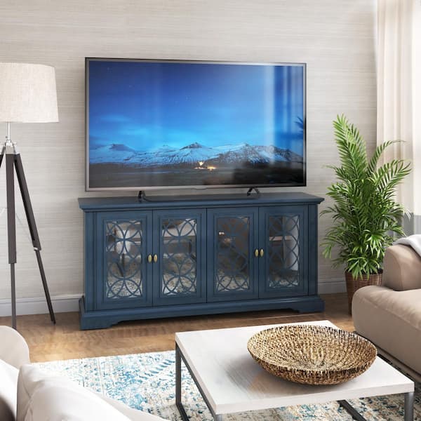 Twin Star Home 59.5 in. Fontana Blue TV Stand Fits TV's up to 65