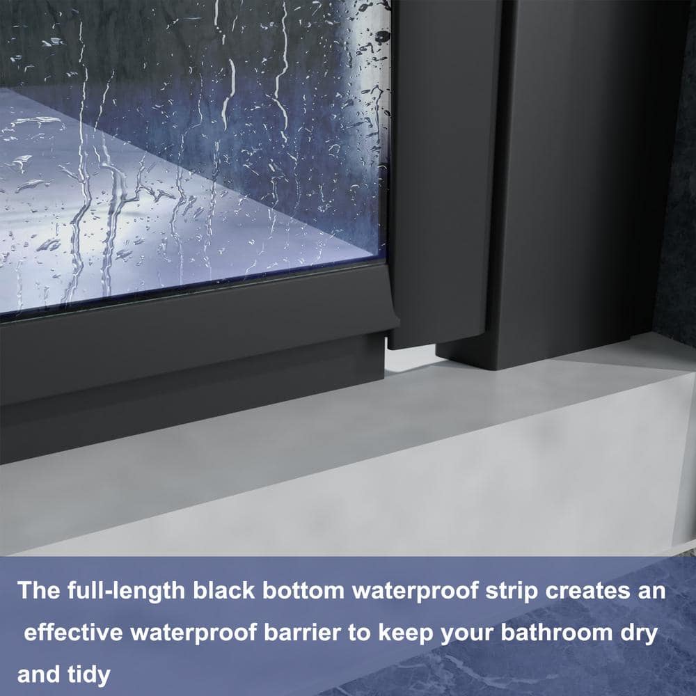 Matte Black Frameless Pivot Shower Door with Clear Glass