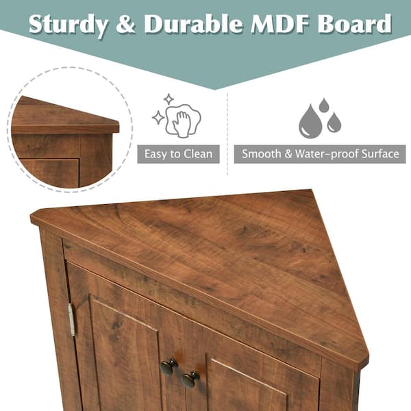 ブラウンタンス Brown Triangle Corner Storage Cabinet with Adjustable