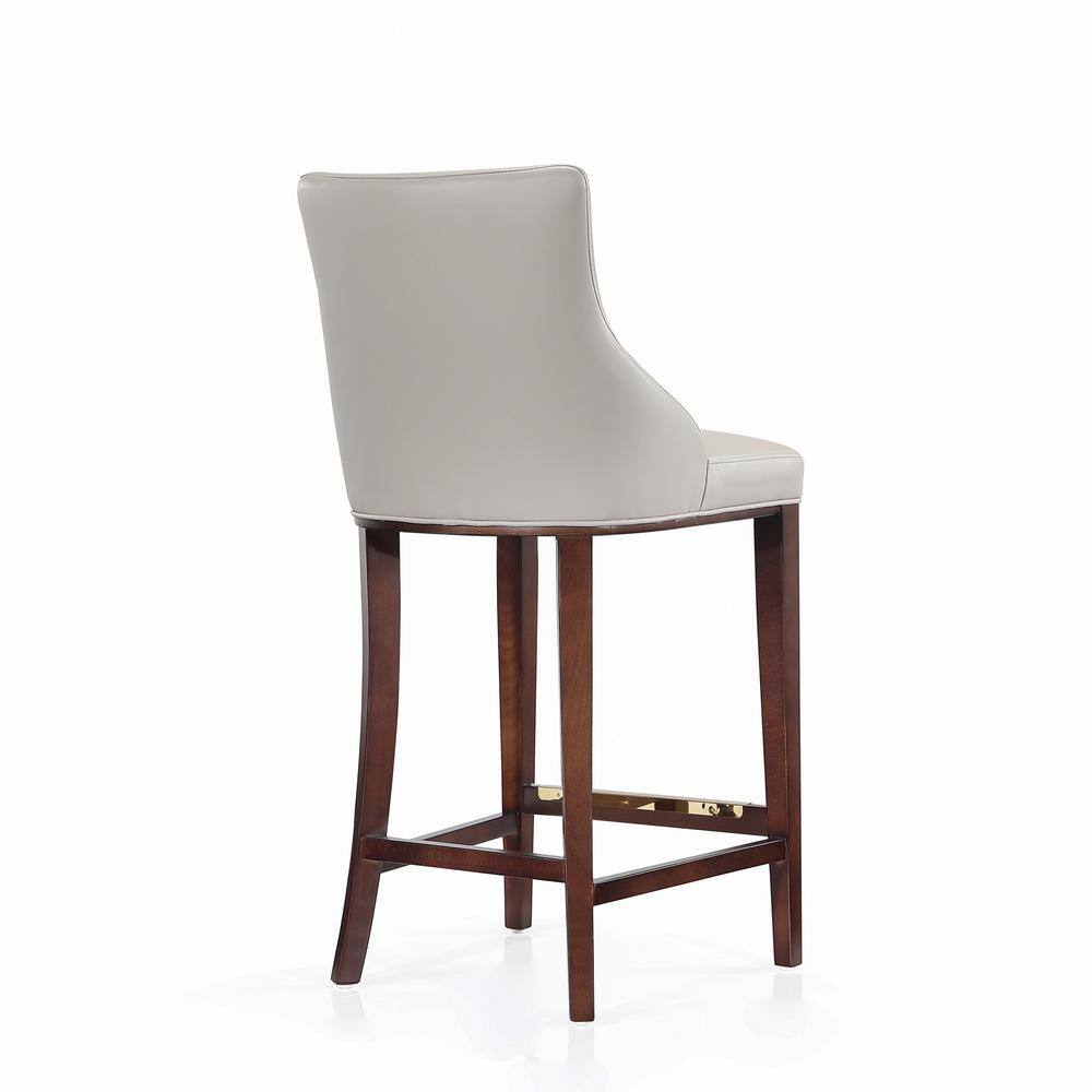 Light Gray Leatherette Upholstered Bar Stools with Beech Wood Legs, Set of 2