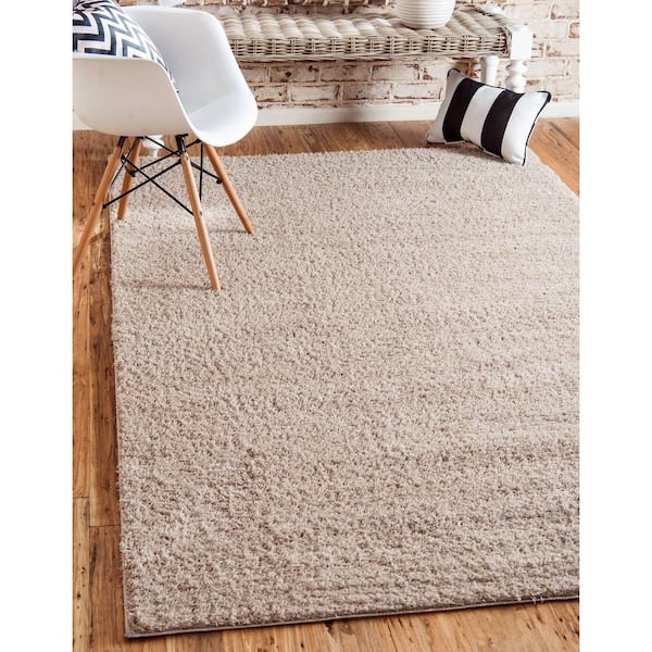 Unique Loom Studio Solid Shag Taupe 2' 0 x 6' 7 Runner Rug 3132686