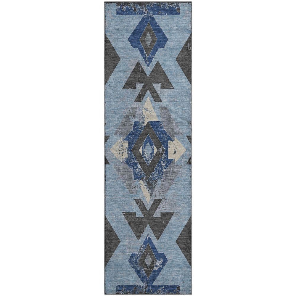 Mayfield Premium Machine Washable Abstract AMF1882 Blue 2 ft. 3 in. x 7 ft. 6 in. Runner Rug price history on PriceWatchPro