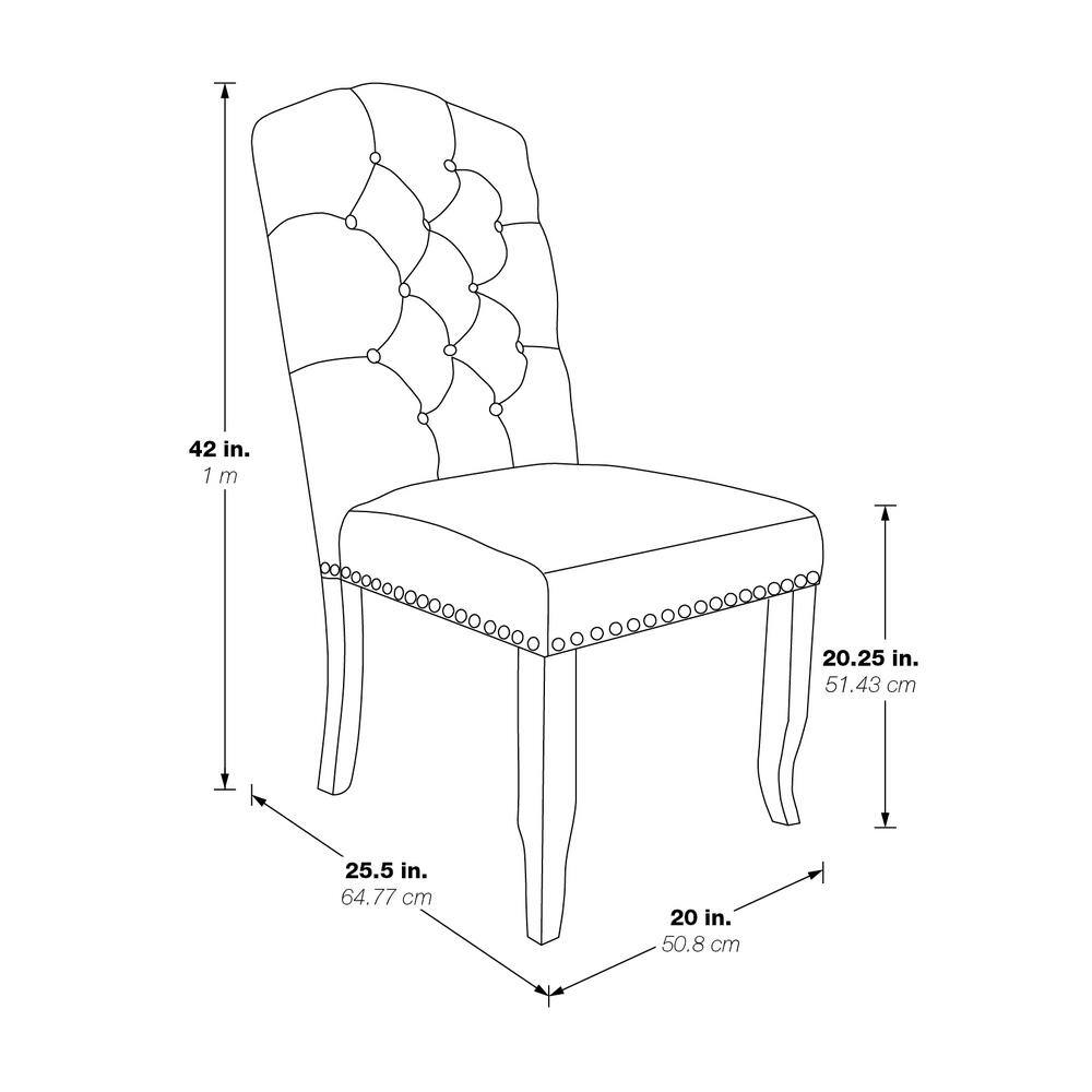 Linen Cream Tufted High Back Side Chair with Wood Legs