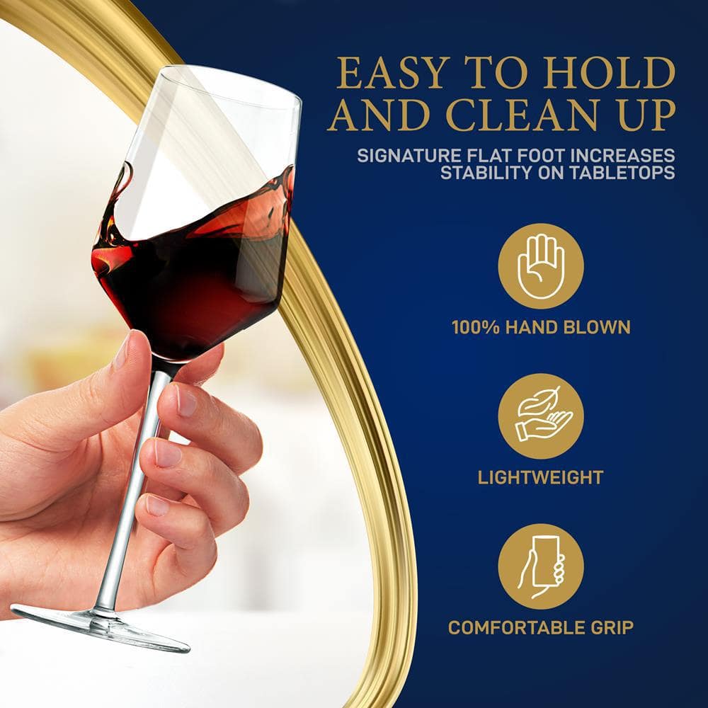 NutriChef Elegant Crystal-Clear Tall Wine Glasses Set of 2