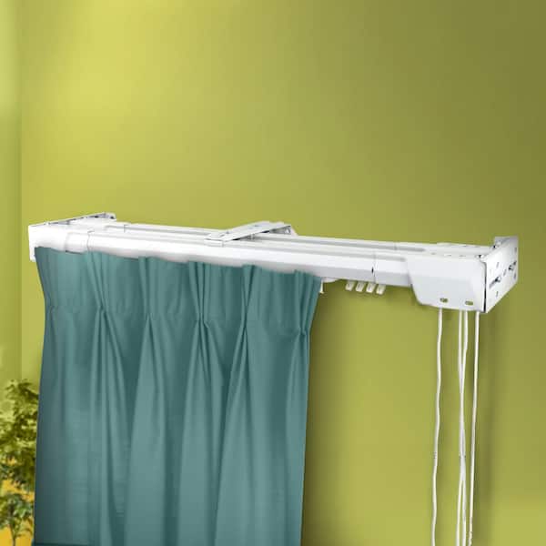Heavy Duty 48 in. - 84 in. Traverse Curtain Rod in White