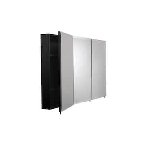 Easy Hang 48 in. W x 30 in. H Rectangular Black Stainless Steel Surface Mount Medicine Cabinet with Mirror