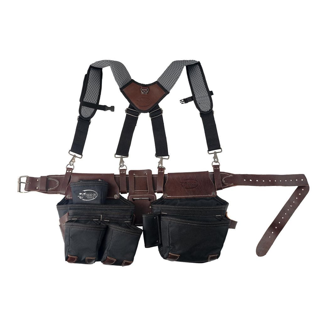DEAD ON TOOLS Leather Hybrid Weather-Resistant Tool Belt with Suspenders in  Black DO-HSR The Home Depot