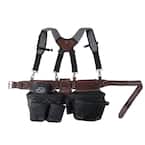 Leather Hybrid Weather-Resistant Tool Belt with Suspenders in Black