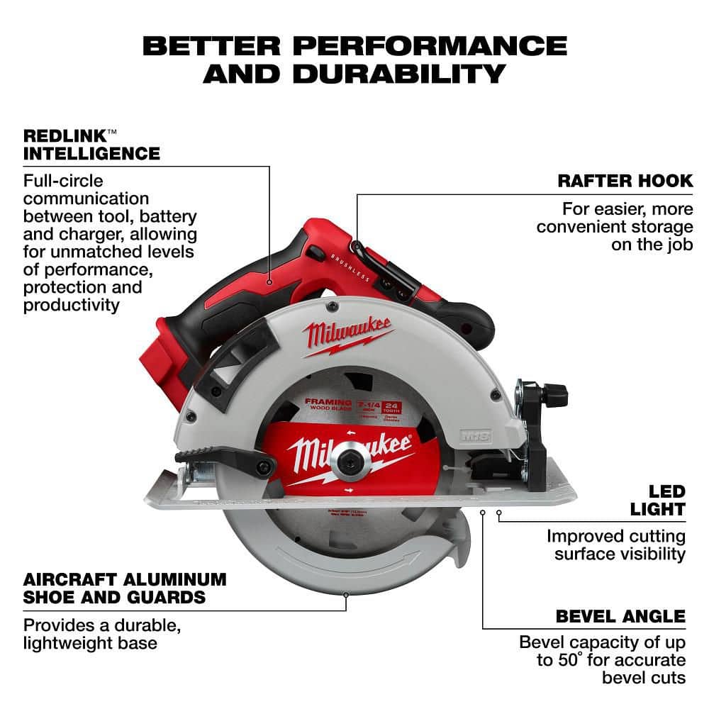 Milwaukee M18 18V Lithium Ion Brushless Cordless 7 1/4 in. Circular Saw Tool Only - Image 3