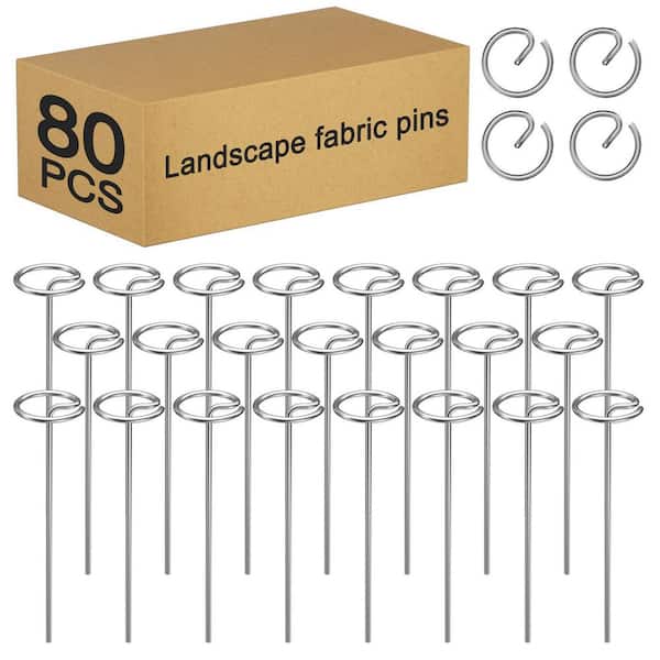 6 in. Heavy-Duty Landscape Staples, 8 Gauge Steel Round Top Pins for Weed Barrier Fabric and Garden Projects (80-Pack)
