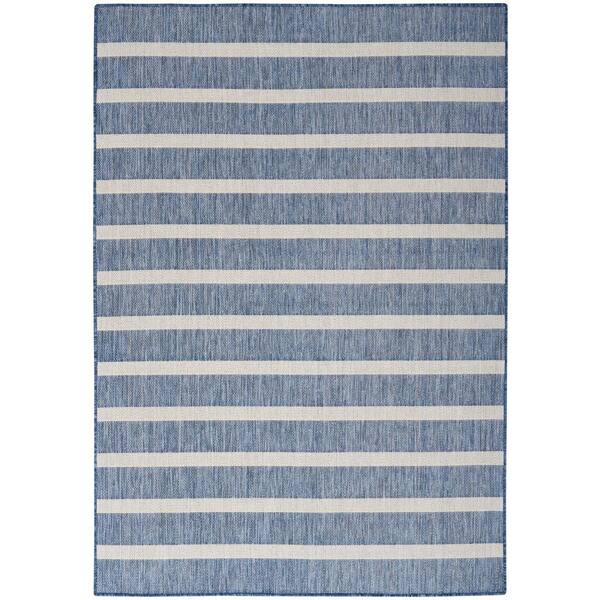 Nourison Positano Navy Ivory 7 ft. x 10 ft. Stripes Contemporary Area
