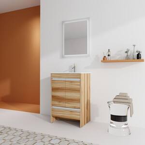 Anky 24 in. W. x 18.3 in. D x 35.4 in. H Single Sink Bath Vanity in Maple with White Resin Top