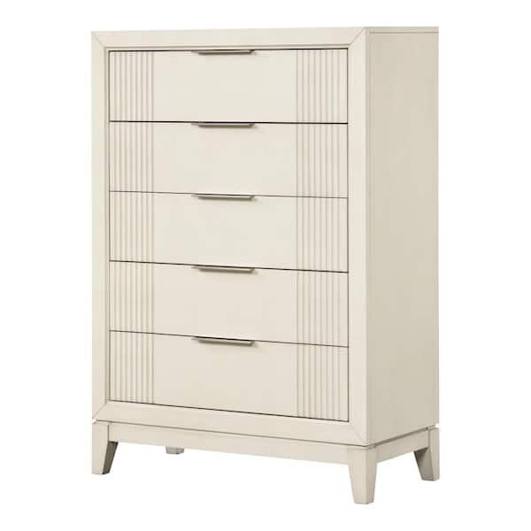 Furniture of America Quinby Antique White 5-Drawer 37 in. Chest of Drawers