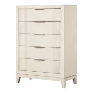 Quinby Antique White 5-Drawer 37 in. Chest of Drawers