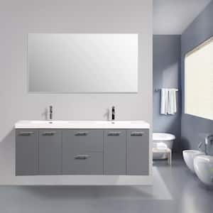 Luxury 84 in. W x 22 in. D x 26 in. H  Double Bath Vanity in Gray with White Acrylic Top and White Integrated Sinks