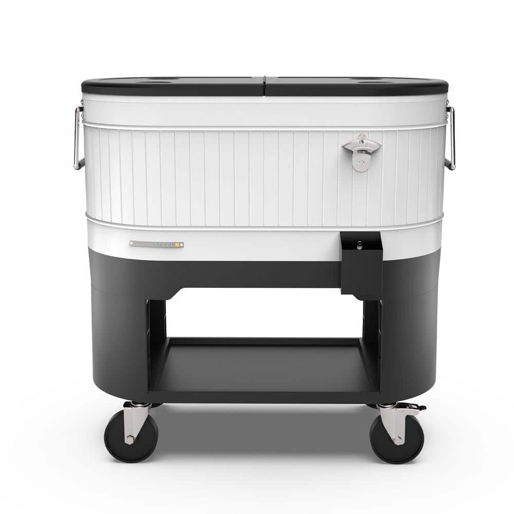 Permasteel 120-Qt White Metal Rolling Patio Cooler with Wheels