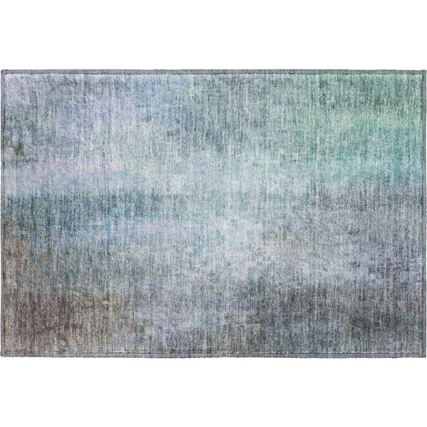 Mayfield Premium Machine Washable Abstract AMF2241 Seafoam 2 ft. x 3 ft. Accent Rug