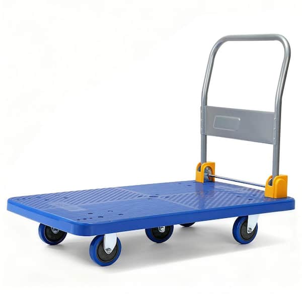 1320 lbs. Capacity Platform Truck Foldable Push Hand Cart with 360° Swivel Wheels in Blue